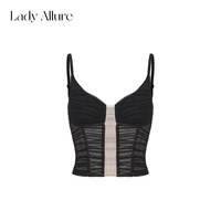 LADYALLURE 「LA」珐琅梦境丨抽褶网纱层次设计感内衣女无钢圈修身鱼骨胸衣