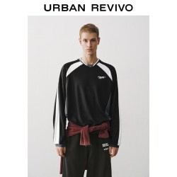 UR UR2026秋季新款男装潮流复古运动风字母拼色长袖T恤UUV460194 多色 XS