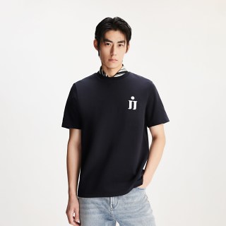 杰克琼斯 男装夏季字母刺绣休闲通勤上班常规圆领短袖T恤226101094
