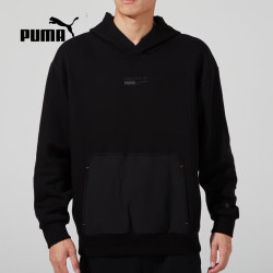 PUMA 加绒加厚男春秋透气简约时尚休闲服连帽套头衫534403-01 XXL