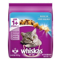 whiskas 成猫幼猫猫粮海洋鱼三文鱼营养whiskas全价猫咪夹心主粮300g
