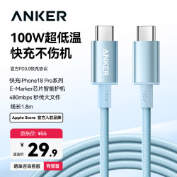 Anker PD100W 双头type-c数据线  双Type-C口 单头 100W 蓝