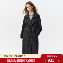 独束 新品！大码女装显瘦百搭复古翻领气质长款毛呢外套六色大衣2026冬 雾碳灰 M -B1
