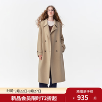 独束 新品！大码女装百搭显瘦经典肩章双排扣长款毛呢外套2026冬季中长款羊毛大衣 浅卡其 2XL  （尺码：4）