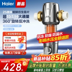 海尔 手动款前置过滤器25微米鲲麟仿生叠片360度旋喷反冲洗15T大流量抑菌叠片全屋家用净水器 基础手动款