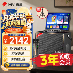 HiVi TS85 8吋低音15°仰角双麦显示屏K歌音响套装