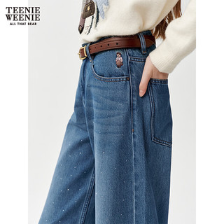 TEENIE WEENIE 复古水洗烫钻茧型牛仔裤 中蓝色 XS