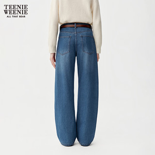 TEENIE WEENIE 复古水洗烫钻茧型牛仔裤 中蓝色 XS