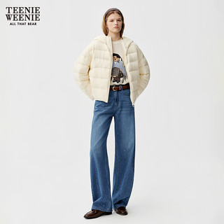 TEENIE WEENIE 复古水洗烫钻茧型牛仔裤 中蓝色 XS