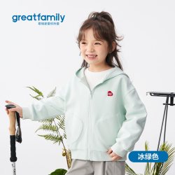 歌瑞家 男女童外套2026春款户外休闲简约保暖针织仿牛仔连帽上衣