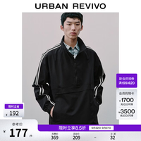 UR UR2026秋季新款男装技能新中式立领撞色拉链条纹罩衫UUV260007 正黑 M