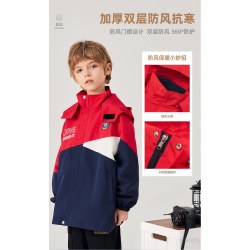 贝菟贝衣 男童冲锋衣三合一冬季防风防水可拆卸男大童上衣女童童装