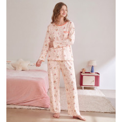 芬腾 女款秋季纯棉抗菌家居服套装 带胸垫