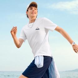FILA FUSION丨潦草小狗联名休闲T恤情侣男女针织短袖衫