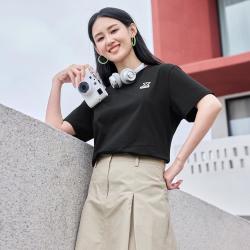 特步 情侣款短袖针织衫T恤潮流百搭运动T恤男女同款