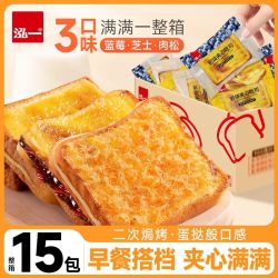 泓一 岩烧蓝莓夹心吐司900g肉松面包学生营养早餐糕点充饥零食整箱