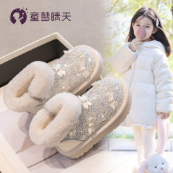 童梦晴天儿童雪地靴冬季新款百搭洋气棉鞋软底时尚宝宝加绒棉靴