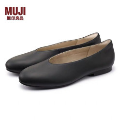 無印良品 MUJI 无印良品 MUJI 女式不易疲劳皮革深口平底鞋（女士）25年春季」