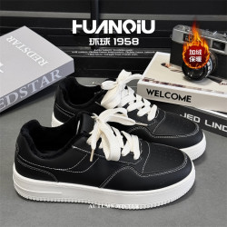 环球 加绒保暖简约休闲板鞋男鞋2025冬季新款百搭鞋