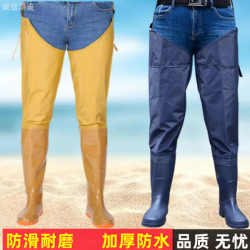 半身过膝男女下水裤加厚超高筒雨靴防水插秧鞋长捕鱼钓鱼鞋抓鱼裤