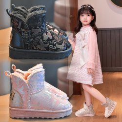 冬季儿童雪地靴男孩女童大棉鞋加绒加厚防滑软底中小童宝宝短棉靴