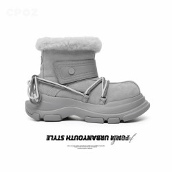 CPOZ明星同款大头靴子中筒雪地靴男女冬季新款加绒加厚棉鞋情侣鞋