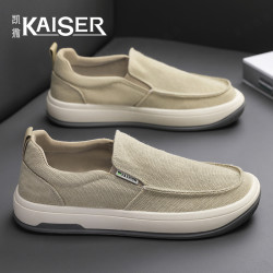 凯撒 KAISER/凯撒·男鞋冬季新款时尚一脚蹬帆布鞋子男款透气舒适开车鞋