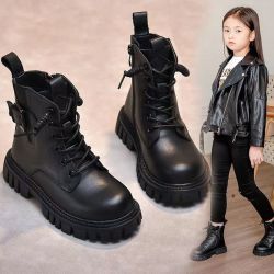 VF 女童马丁靴2026冬季新款加绒保暖短靴软底防滑儿童公主靴时尚百搭