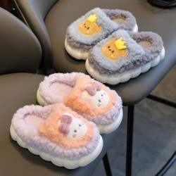 本本猪 冬季儿童棉拖鞋男女童亲子可爱卡通包跟防滑室内宝宝居家毛毛拖鞋