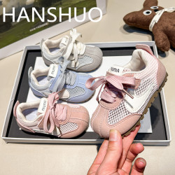 HANSHUO德迅鞋夏季女童阿甘鞋鞋子男童网鞋网面透气儿童运动鞋