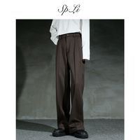 百亿补贴:SP.LI 三本针立体中线呢子男西裤春季休闲裤垂感直筒商务西装裤