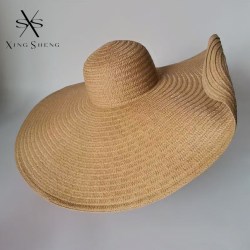 型盛 草编草帽女沙滩海边出游遮阳帽度假防晒大檐帽夏天网红太阳帽子夏