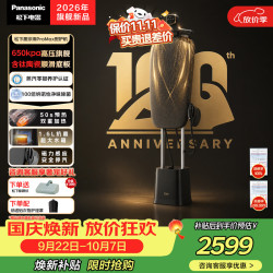 Panasonic 立式挂烫机400g/min抗菌水箱1.6升黑珍珠净味除菌家用增压蒸汽熨斗