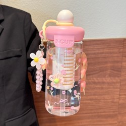 红图 少女心水杯玻璃杯女生新款2025吸管杯夏季茶水分离泡茶杯子