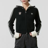 adidas 三叶草女装修身复古针织衫开衫外套KF0719