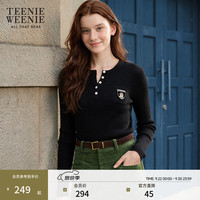 TEENIE WEENIE 亨利领修身肌理感针织衫 黑色 XS