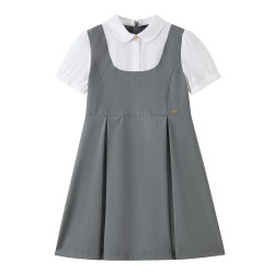 E-LAND KIDS elandkids衣恋童装女童连衣裙26夏学院风演出服度假撞色裙子翻领