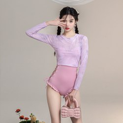 型盛 游泳衣女夏季高级感2026新款性感连体纯欲风小胸钢托聚拢长袖防晒