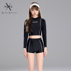 型盛 泳衣女2026年新款爆款保守显瘦防晒速干长袖黑色分体高级感ins风