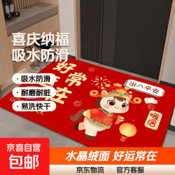 红色新年入户门垫喜庆纳福水晶绒-好运常在 40cm*60cm   9.9包邮页面10/14/18抢券看优惠凭证截图