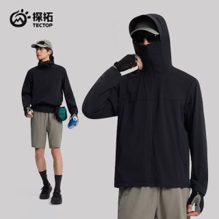 探拓 黑漂】探拓真UPF防晒衣男夏季户外徒步登山轻薄透气外套 云墨黑 S