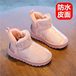 冬季儿童雪地靴耐磨加厚男女童时尚靴子宝宝加绒保暖棉靴小孩短靴