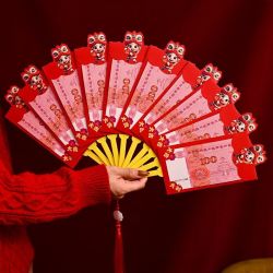2026马年高颜值折叠红包扇子春节过年新年创意压岁国潮扇形长款