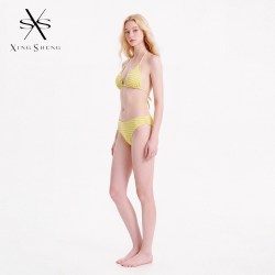 型盛 泰国条纹防晒罩衫女夏季慵懒斜肩长袖分体泳衣女比基尼平角裤保守