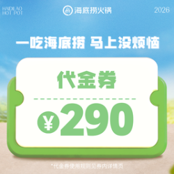 海底捞 290元代金券|限1张