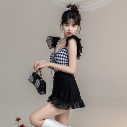 型盛 游泳衣女款2026新款网红纯欲风保守显瘦性感连体遮肉泡温泉装