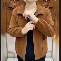 百亿补贴：雪暖 妈妈外套春秋新款灯芯绒长袖外套中老年女装宽松休闲纯色上衣