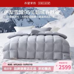 水星家纺 A类抑菌阻螨95%鹅绒春秋被芯防钻绒四季羽绒被子 寒域静暖抗菌鹅绒春秋被220×240cm
