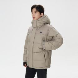 KOLON SPORT 男重量羽绒服冬宽松P棉夹棉鹅绒夹克多口袋外套