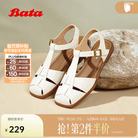 Bata 羊皮软底平跟 米色 37码 女士罗马凉鞋